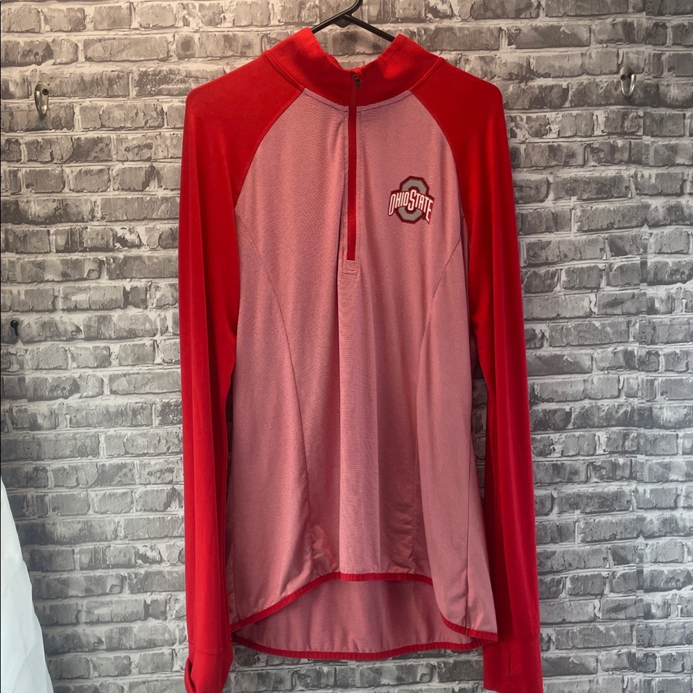 Ohio State 
Red and white Quarter-Zip‎ Pullover